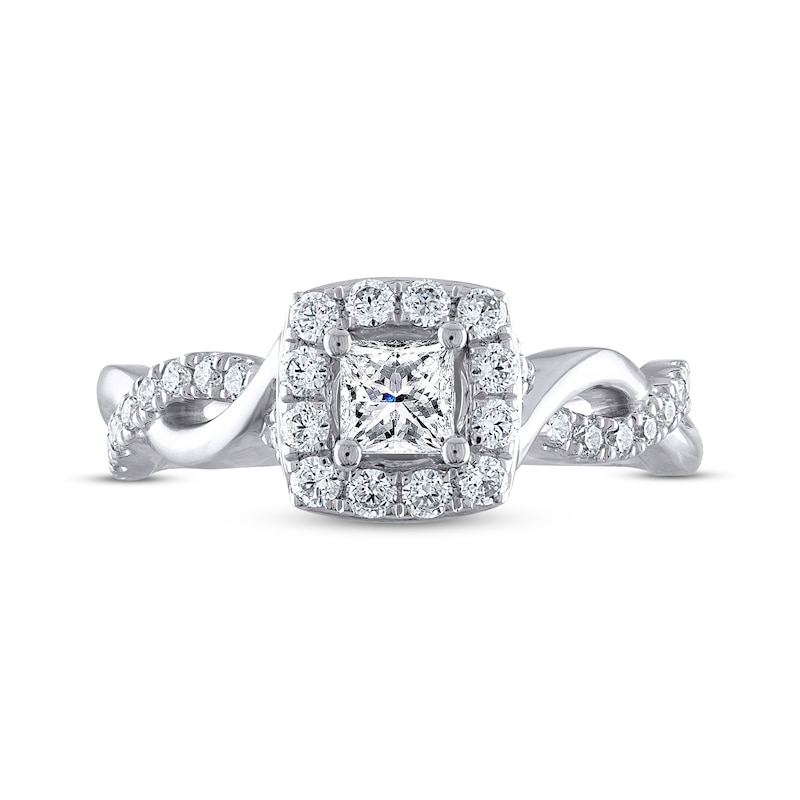 Main Image 3 of Previously Owned THE LEO Diamond Engagement Ring 3/4 ct tw Princess & Round-cut 14K White Gold