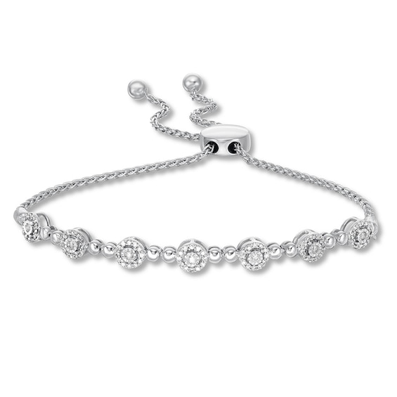 Previously Owned Diamond Bolo Bracelet 1/3 ct tw Round-cut 10K White Gold 9.5