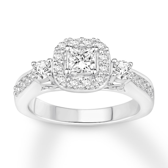 Previously Owned Diamond Engagement Ring 1 ct tw Princess/Round 14K White Gold