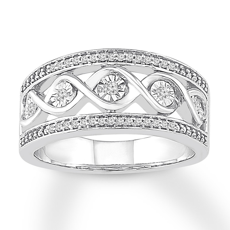 Main Image 1 of Previously Owned Diamond Ring 1/8 ct tw Round-cut Sterling Silver