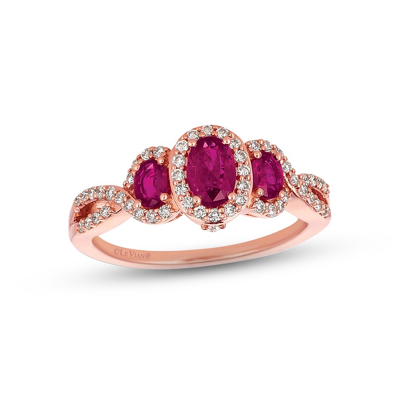 Main Image 1 of Previously Owned Le Vian Natural Ruby Ring 1/4 cttw Diamonds 14K Strawberry Gold