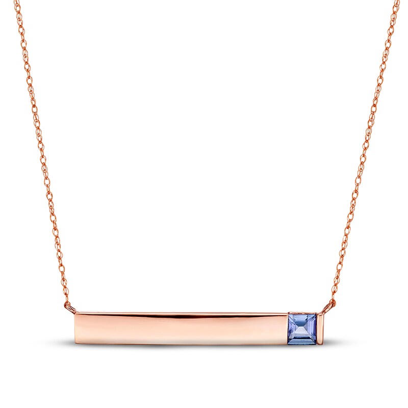 Main Image 1 of Previously Owned Tanzanite Bar Necklace 10K Rose Gold