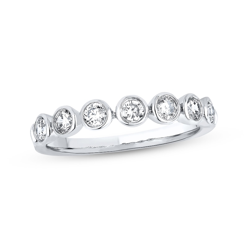 Main Image 1 of Previously Owned Round-Cut Diamond Anniversary Band 1/2 ct tw Bezel-Set 14K White Gold