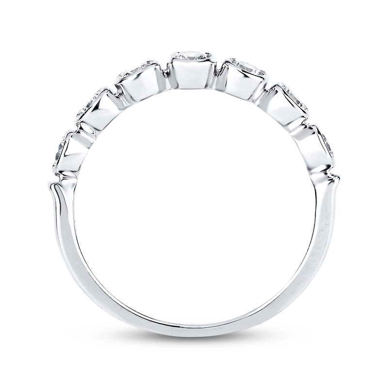 Main Image 3 of Previously Owned Round-Cut Diamond Anniversary Band 1/2 ct tw Bezel-Set 14K White Gold