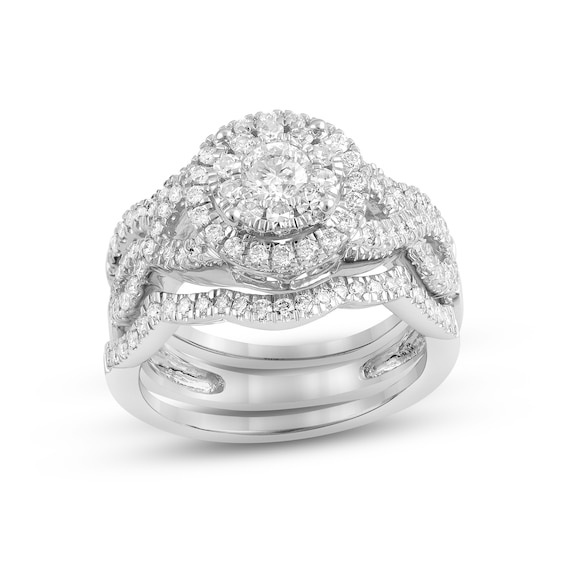 Previously Owned Diamond Bridal Set 1-1/5 ct tw Round-cut 14K White Gold
