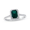 Thumbnail Image 1 of Previously Owned Lab-Created Emerald & White Topaz Ring 10K White Gold