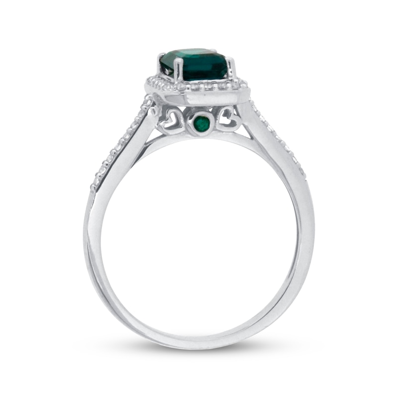 Main Image 2 of Previously Owned Lab-Created Emerald & White Topaz Ring 10K White Gold