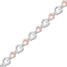 Previously Owned Diamond Heart Bracelet 1/10 ct tw Sterling Silver/10K Rose Gold
