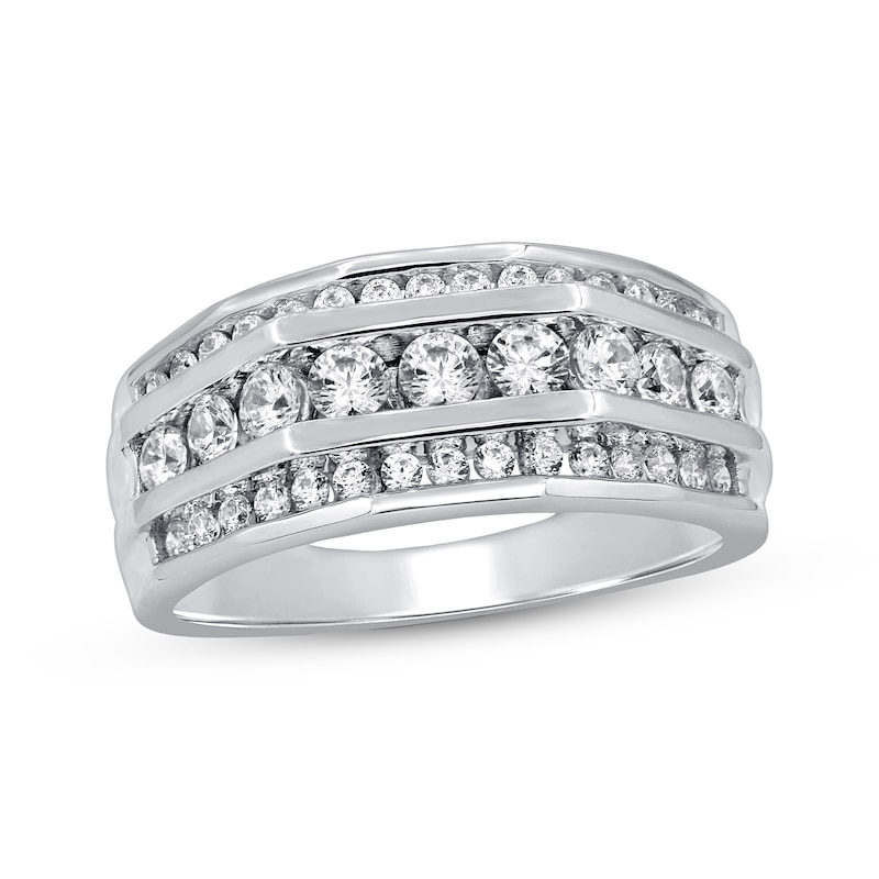 Previously Owned Men's Diamond Wedding Ring 1-1/2 ct tw Round-cut 10K White Gold