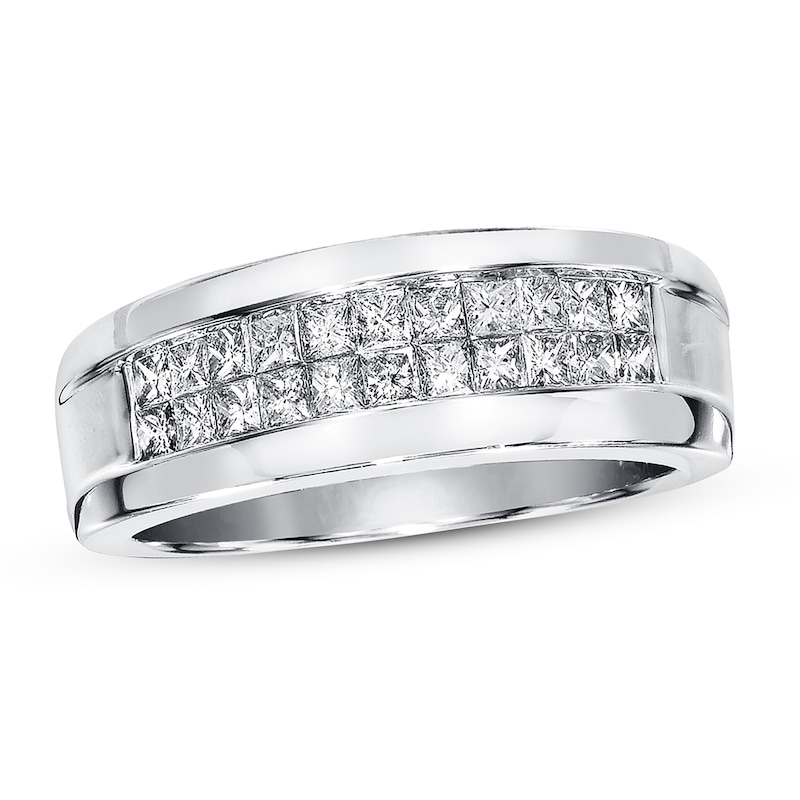 Main Image 1 of Previously Owned Men's Diamond Ring 1 ct tw Square-cut 14K White Gold