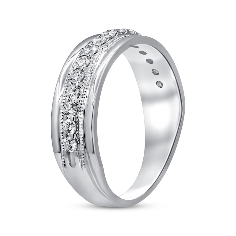 Previously Owned Men's Diamond Wedding Ring 1/2 ct tw Round-cut 10K White Gold