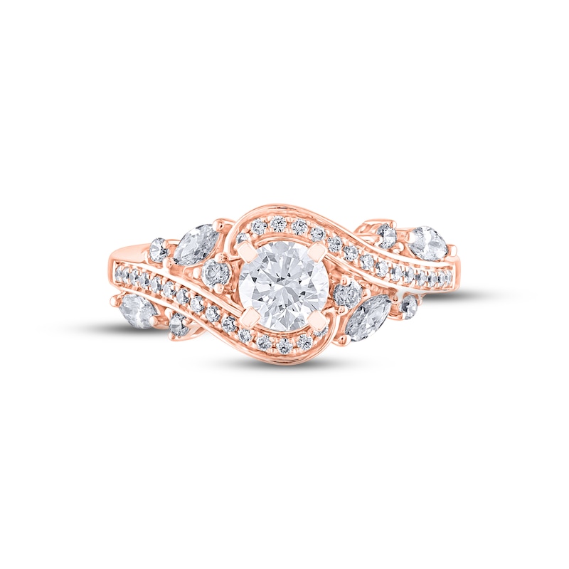 Main Image 3 of Previously Owned Adrianna Papell Diamond Engagement Ring 1 ct tw Round/Marquise-cut 14K Rose Gold