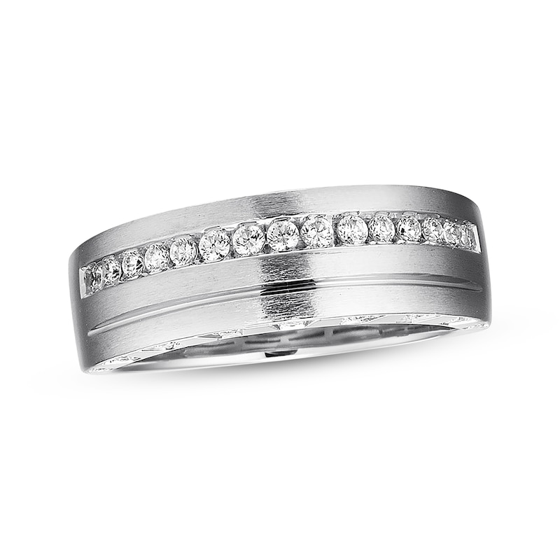 Main Image 4 of Previously Owned Men's Diamond Wedding Band 3/8 ct tw 10K White Gold