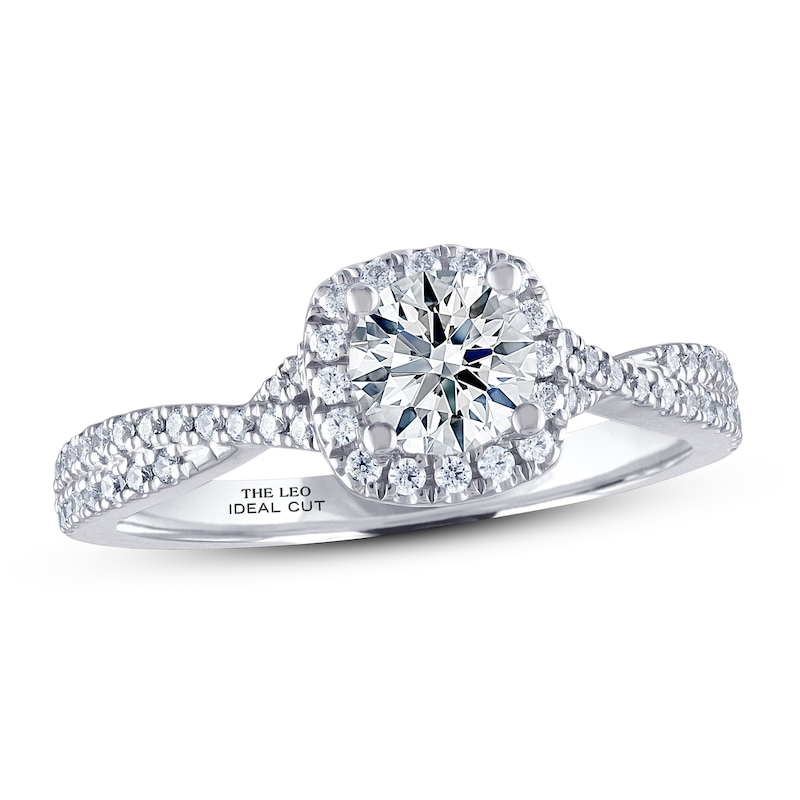 Main Image 1 of Previously Owned THE LEO Ideal Cut Diamond Engagement Ring 1 ct tw Round-cut 14K White Gold