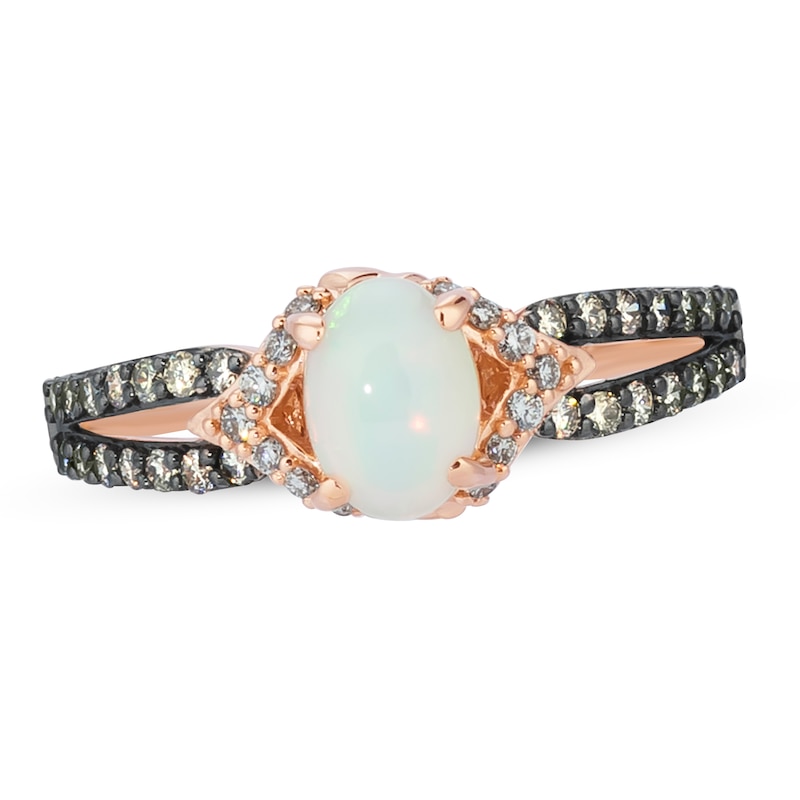 Main Image 1 of Previously Owned Le Vian Opal Ring 1/3 ct tw Diamonds 14K Strawberry Gold