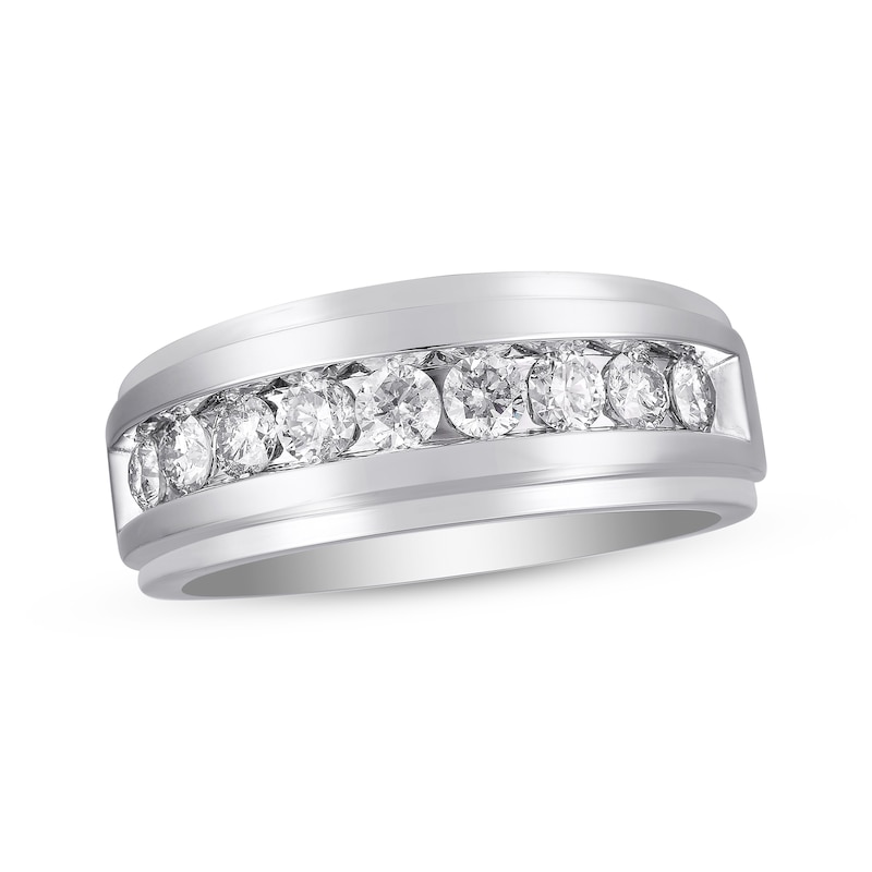 Previously Owned Men's Diamond Wedding Band 1 ct tw Round-cut 10K in White Gold