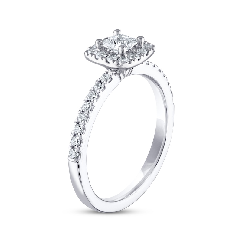 Previously Owned THE LEO Diamond Engagement Ring 5/8 ct tw Princess & Round-cut 14K White Gold