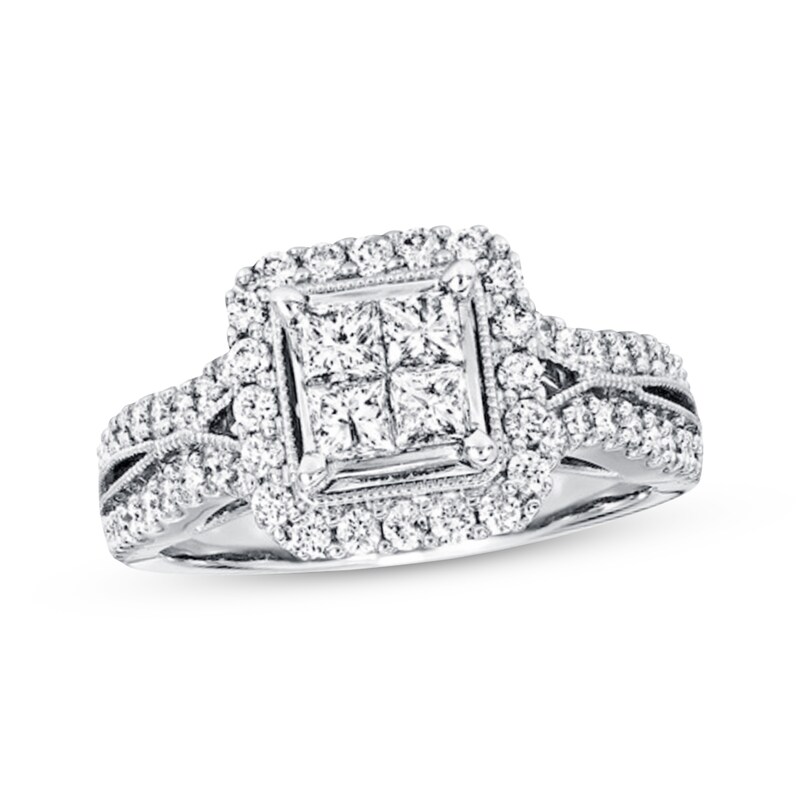 Previously Owned Diamond Engagement Ring 1 ct tw Princess & Round-cut 14K White Gold