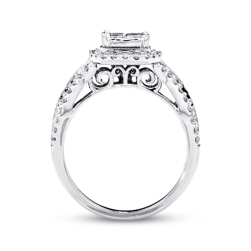 Previously Owned Diamond Engagement Ring 1 ct tw Princess & Round-cut 14K White Gold
