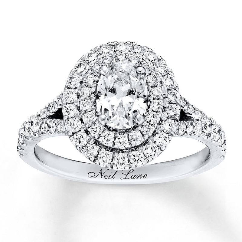 Main Image 1 of Previously Owned Neil Lane Diamond Engagement Ring 1-5/8 ct tw Oval & Round-cut 14K White Gold - Size 4.5