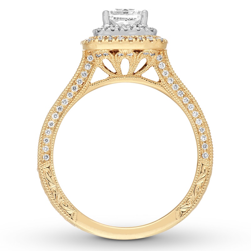 Previously Owned Neil Lane Engagement Ring 1-1/2 ct tw Princess & Round-cut Diamonds 14K Two-Tone Gold