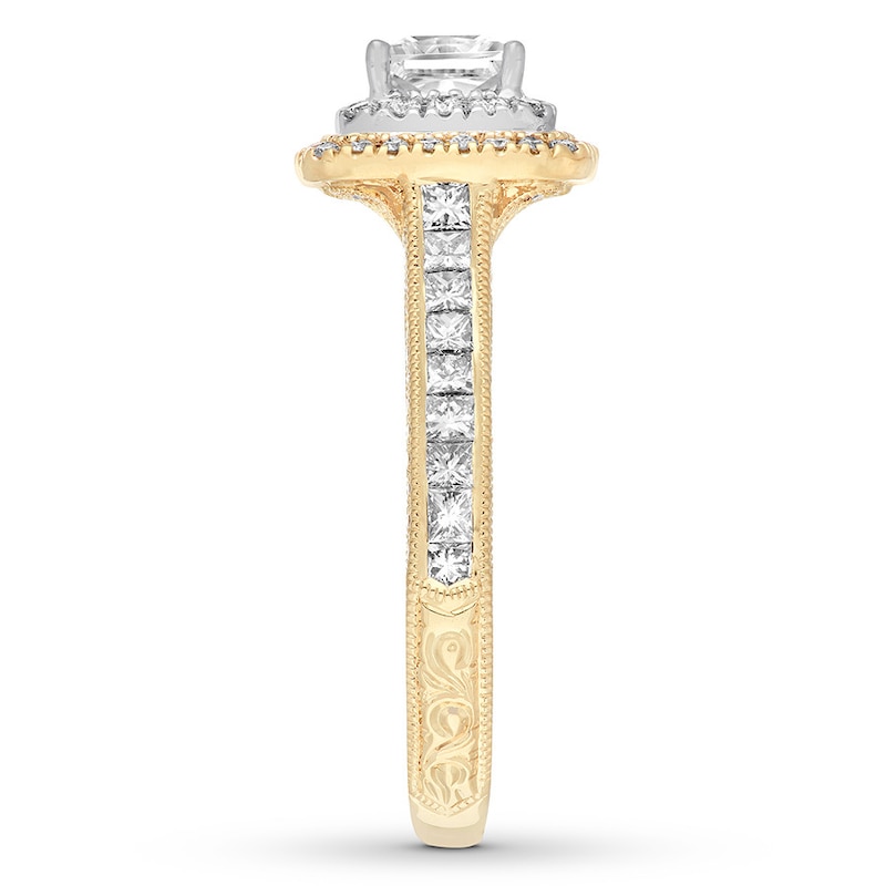Previously Owned Neil Lane Engagement Ring 1-1/2 ct tw Princess & Round-cut Diamonds 14K Two-Tone Gold