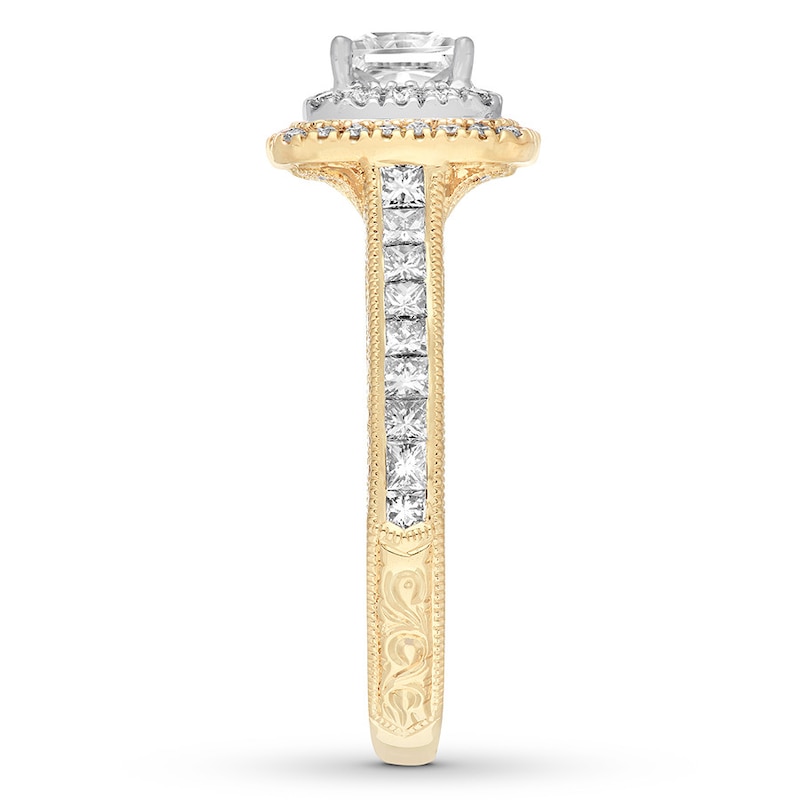 Previously Owned Neil Lane Engagement Ring 1-1/2 ct tw Princess & Round-cut Diamonds 14K Two-Tone Gold - Size 4.5