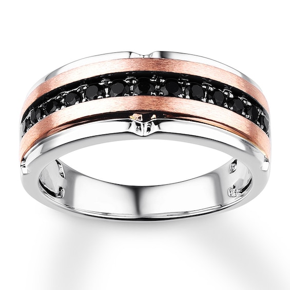 Previously Owned Men's Black Diamond Wedding Band 1/2 ct tw 10K Two-Tone Gold 12.5