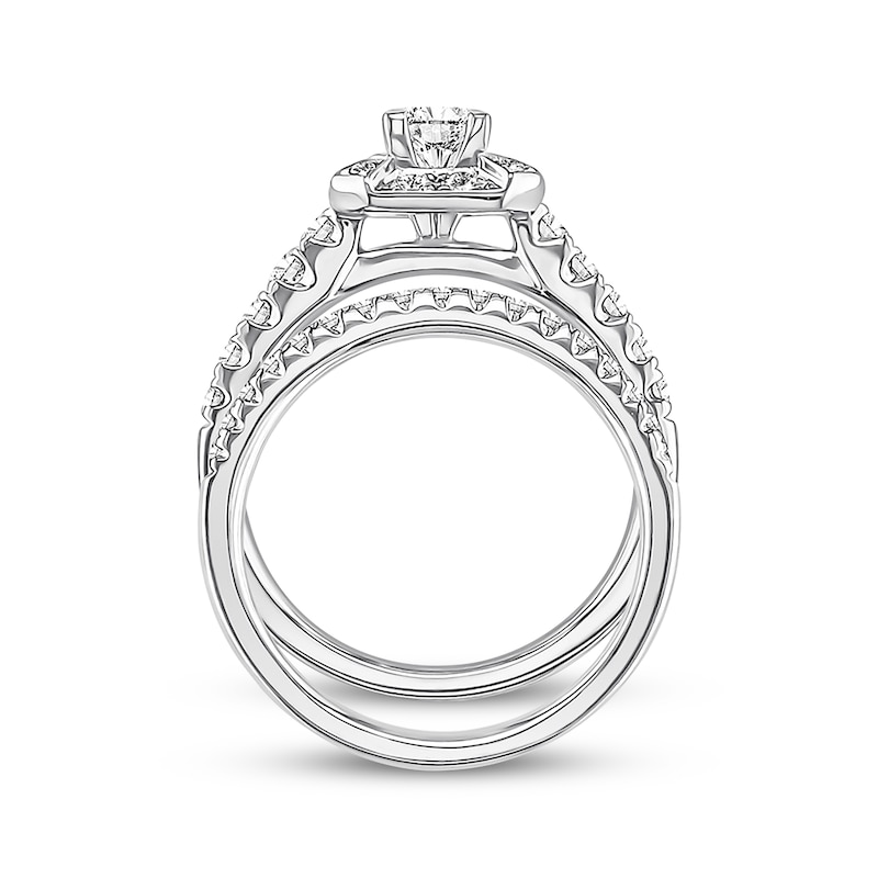 Previously Owned Diamond Bridal Set 1-1/3 ct tw Princess & Round 14K White Gold