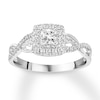 Thumbnail Image 1 of Previously Owned Diamond Engagement Ring 3/8 ct tw Princess/Round 10K White Gold Size 9.75
