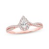 Thumbnail Image 1 of Previously Owned Diamond Engagement Ring 1/2 ct tw Pear & Round 14K Rose Gold - Size 4