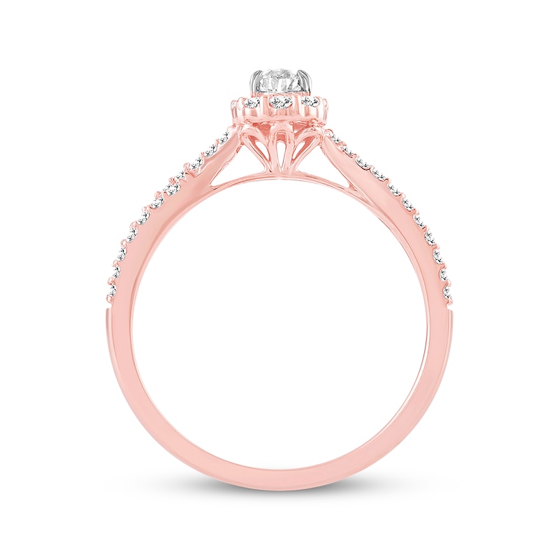 Main Image 3 of Previously Owned Diamond Engagement Ring 1/2 ct tw Pear & Round 14K Rose Gold - Size 4