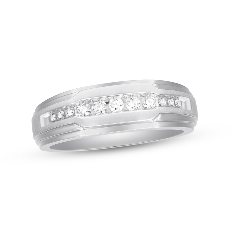 Main Image 1 of Previously Owned Men's Diamond Wedding Band 1/4 Carat tw 10K White Gold