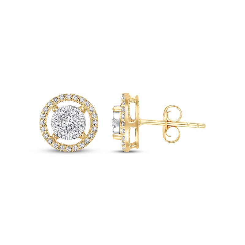 Main Image 1 of Previously Owned Diamond Earrings 1/2 ct tw Round-cut 10K Two-Tone Gold