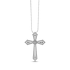 Thumbnail Image 1 of Previously Owned Diamond Cross Necklace 1/4 ct tw Round & Baguette 10K White Gold 18"