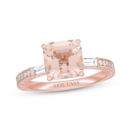 Previously Owned Neil Lane Morganite Engagement Ring 3/8 ct tw Round-cut Diamonds 14K Rose Gold - Size 5