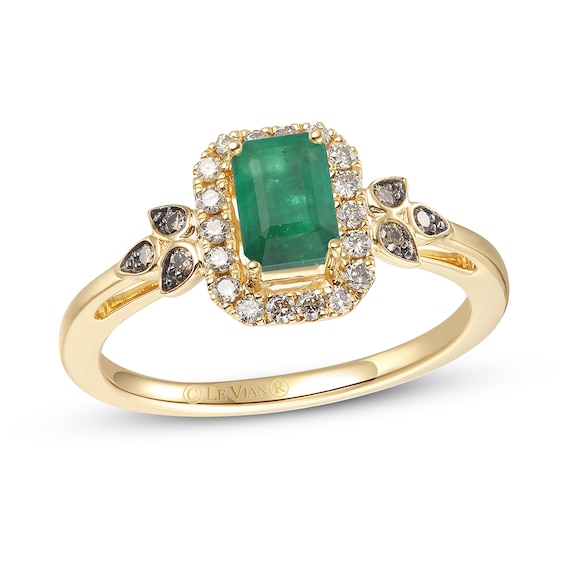 Previously Owned Le Vian Emerald Ring 1/5 ct tw Diamonds 14K Honey Gold