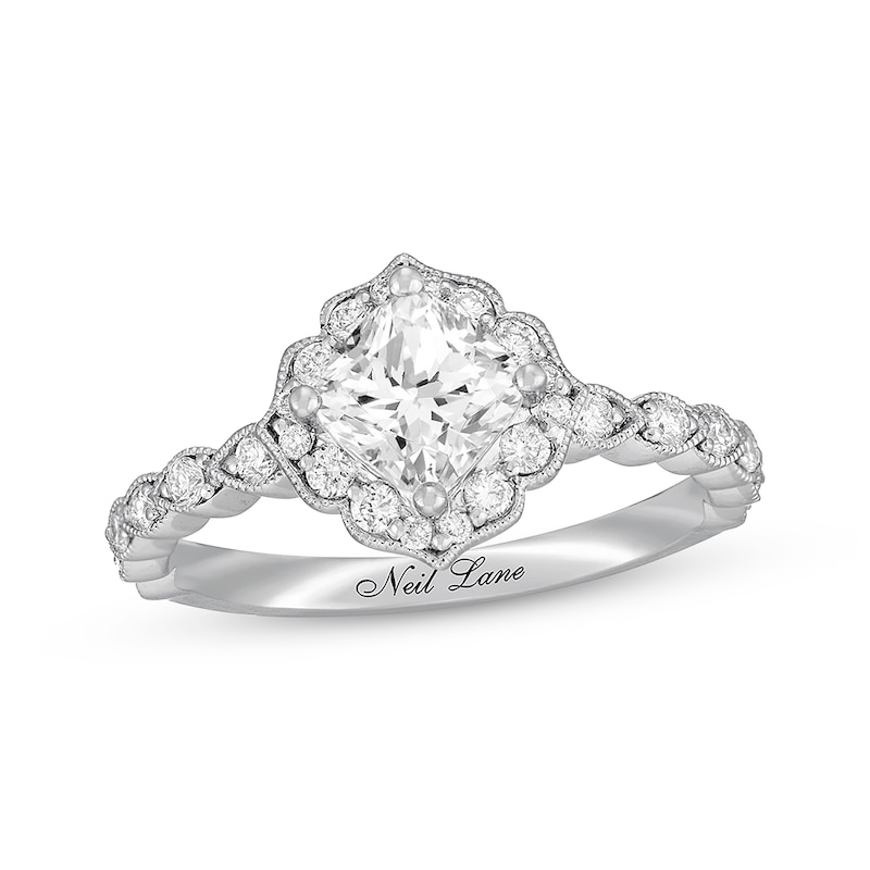 Main Image 1 of Previously Owned Neil Lane Diamond Engagement Ring 1-1/3 ct tw Cushion & Round-cut 14K White Gold Size 5