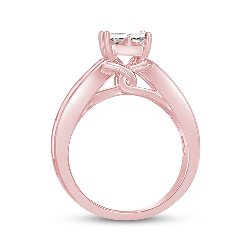 Main Image 3 of Previously Owned Princess & Round-Cut Diamond Engagement Ring 1-7/8 ct tw 14K Rose Gold