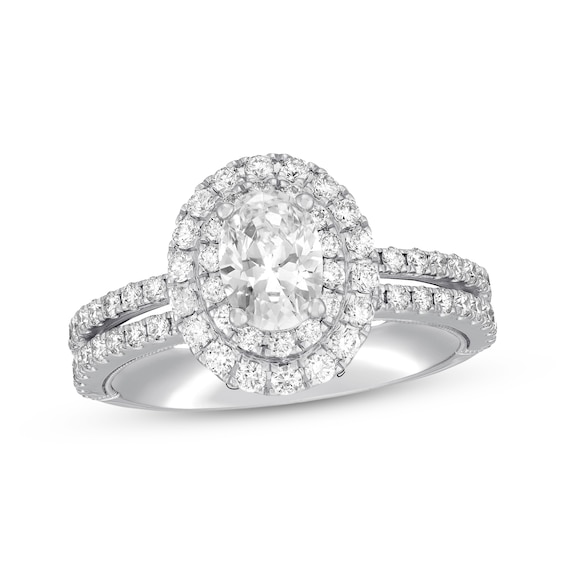 Previously Owned Neil Lane Diamond Engagement Ring 1-3/4 ct tw Oval & Round-cut 14K White Gold Size 5