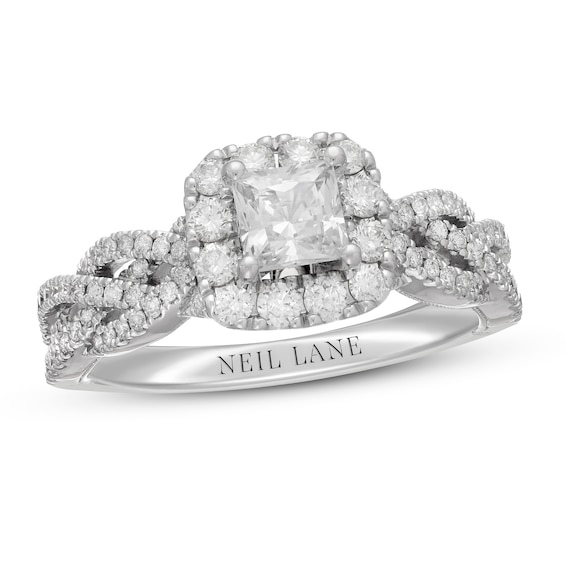 Previously Owned Neil Lane Diamond Engagement Ring 1-1/4 ct tw Princess & Round-cut 14K White Gold Size 9