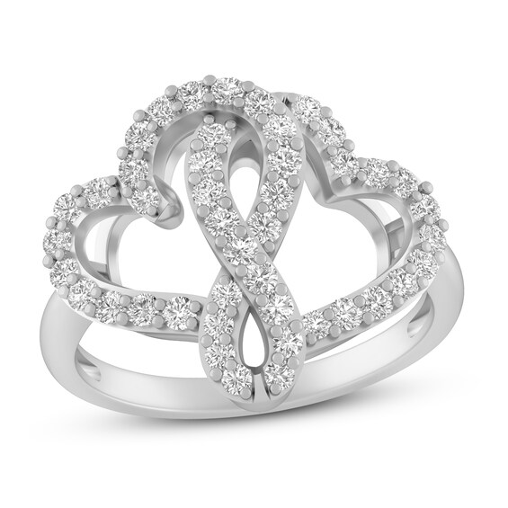 Previously Owned Joining Hearts Diamond Ring 1/2 ct tw 10K White Gold