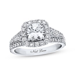 Previously Owned Neil Lane Diamond Engagement Ring 2-1/4 ct tw Cushion & Round-cut 14K White Gold