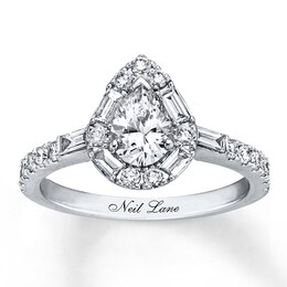 Previously Owned Neil Lane Engagement Ring 1-1/4 ct tw Pear/Baguette/Round Diamonds 14K White Gold