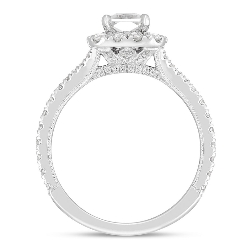 Previously Owned Neil Lane Diamond Engagement Ring 1-3/4 ct tw Emerald & Round-cut 14K White Gold