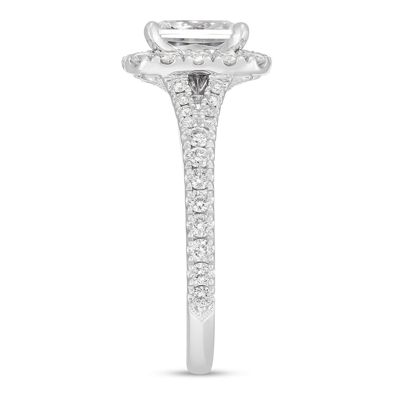 Previously Owned Neil Lane Diamond Engagement Ring 1-3/4 ct tw Emerald & Round-cut 14K White Gold