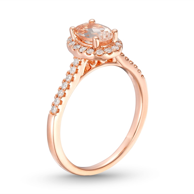 Main Image 2 of Previously Owned Oval Morganite Engagement Ring 1/4 ct tw Diamonds 14K Rose Gold