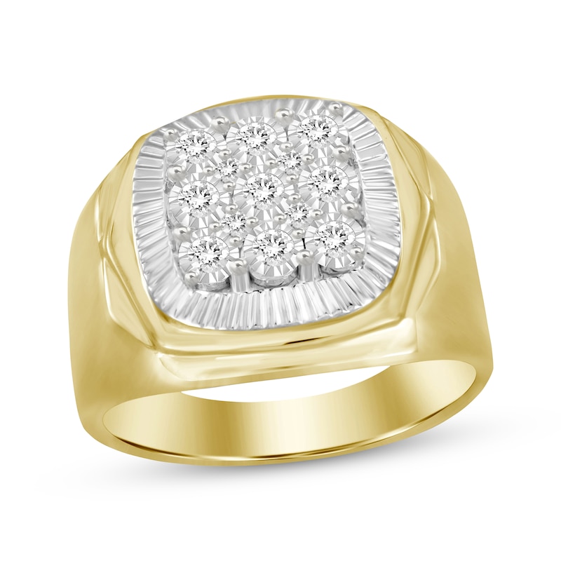 Main Image 1 of Previously Owned Men's Diamond Ring 1/4 ct tw Round-cut 10K Two-Tone Gold