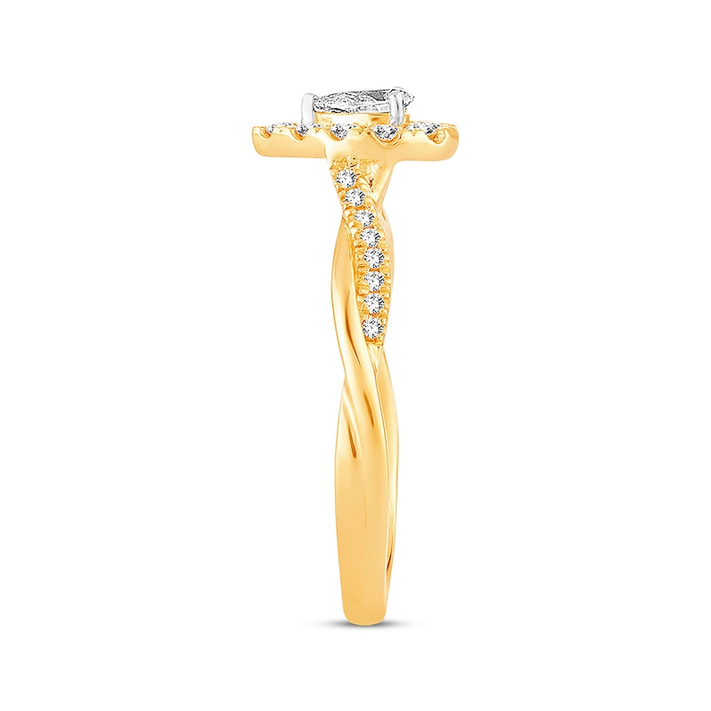 Previously Owned Diamond Engagement Ring 3/8 ct tw Pear & Round-cut 14K Yellow Gold