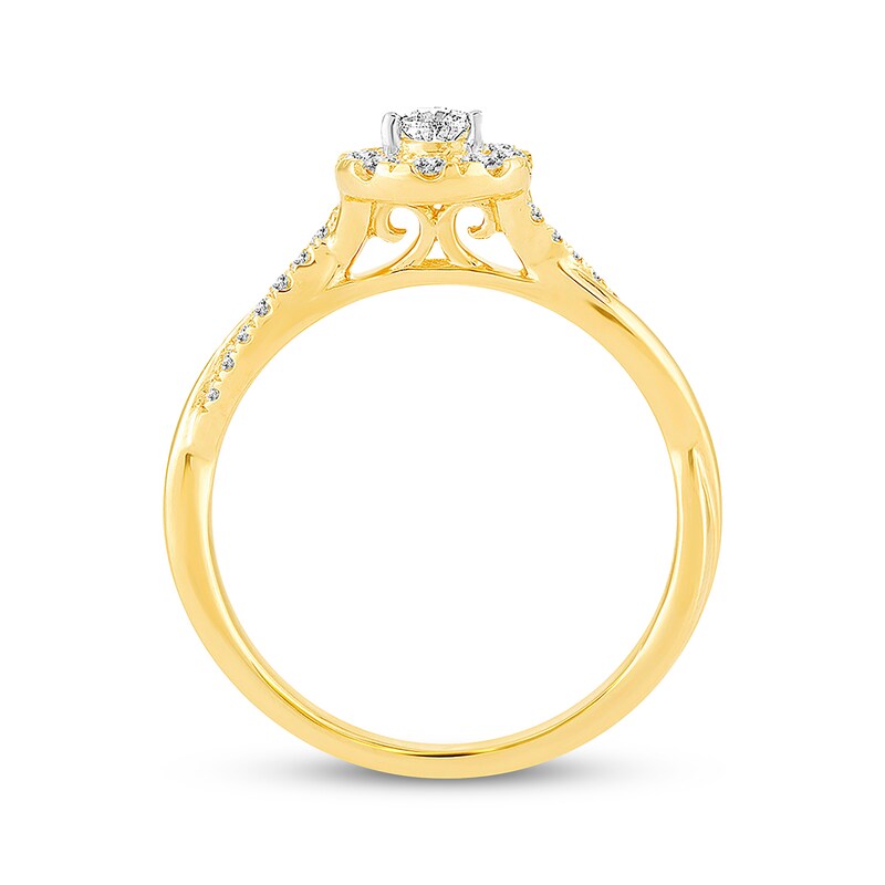 Previously Owned Diamond Engagement Ring 3/8 ct tw Pear & Round-cut 14K Yellow Gold
